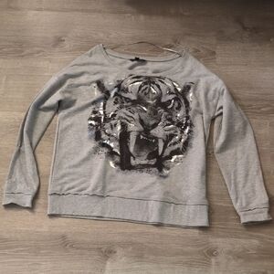 Rock & Republic Tiger Gray Sweatshirt Size XL
